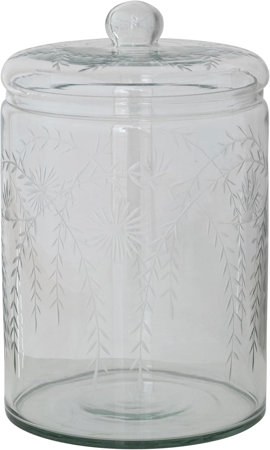 Tarro Vidrio Soplado Botánico Grabado 7.25qt Transparente