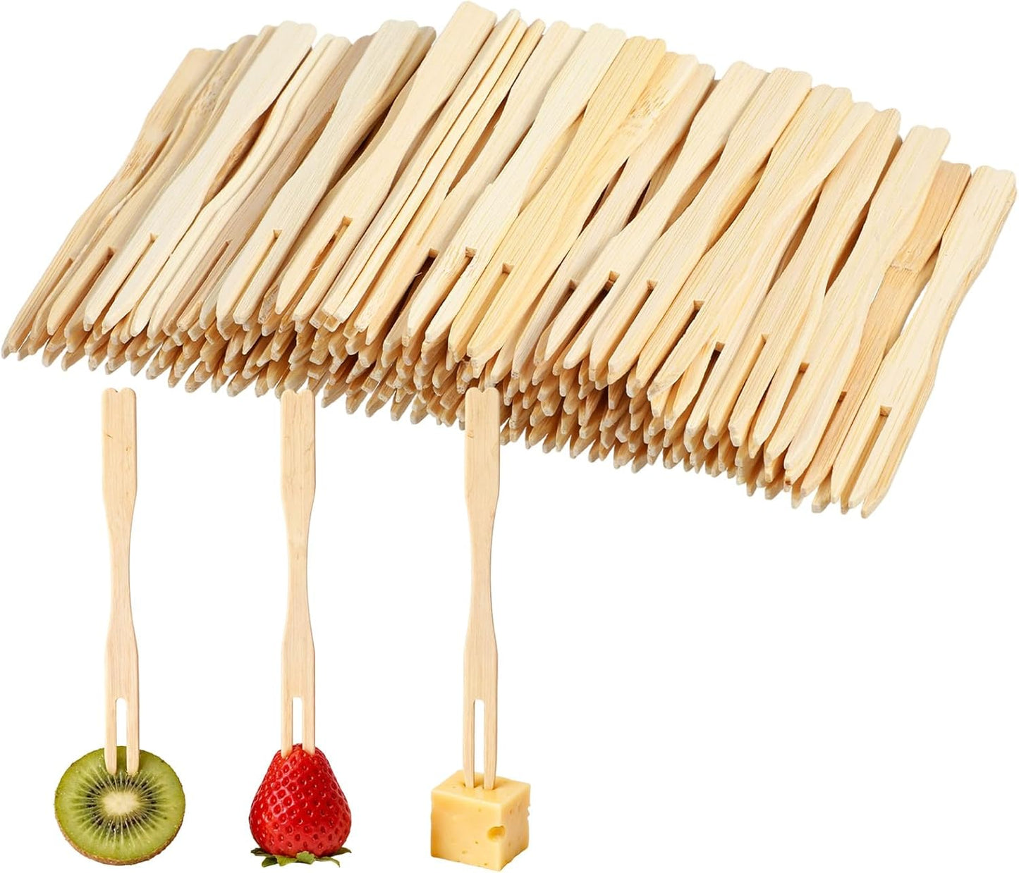 300 Palillos Dientes Bambú 3.5pulg para Aperitivos y Fiestas