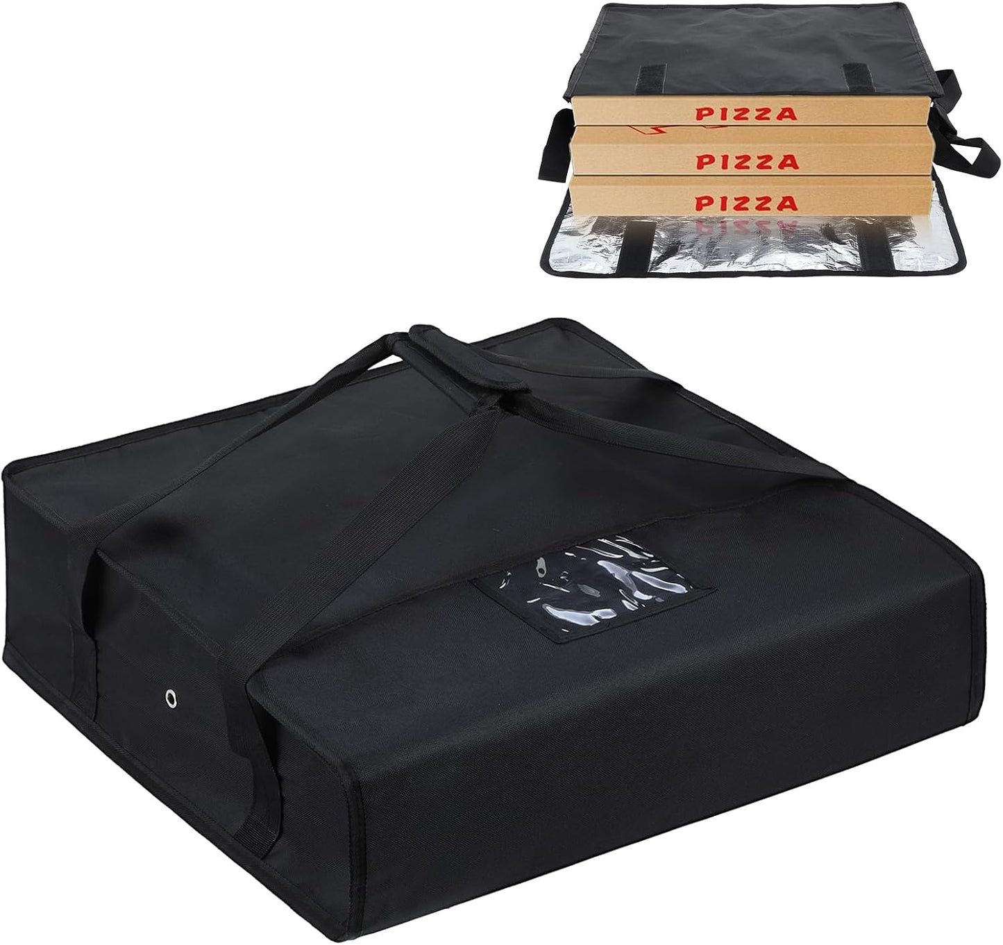 Bolsa térmica aislada para pizza y alimentos 20x20x6 pulgadas negra