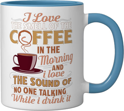 Taza Cerámica para Amantes del Café Negro Humorístico Azul/Blanco