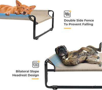 Cama elevada perro XXL reposacabezas patas antiderrap