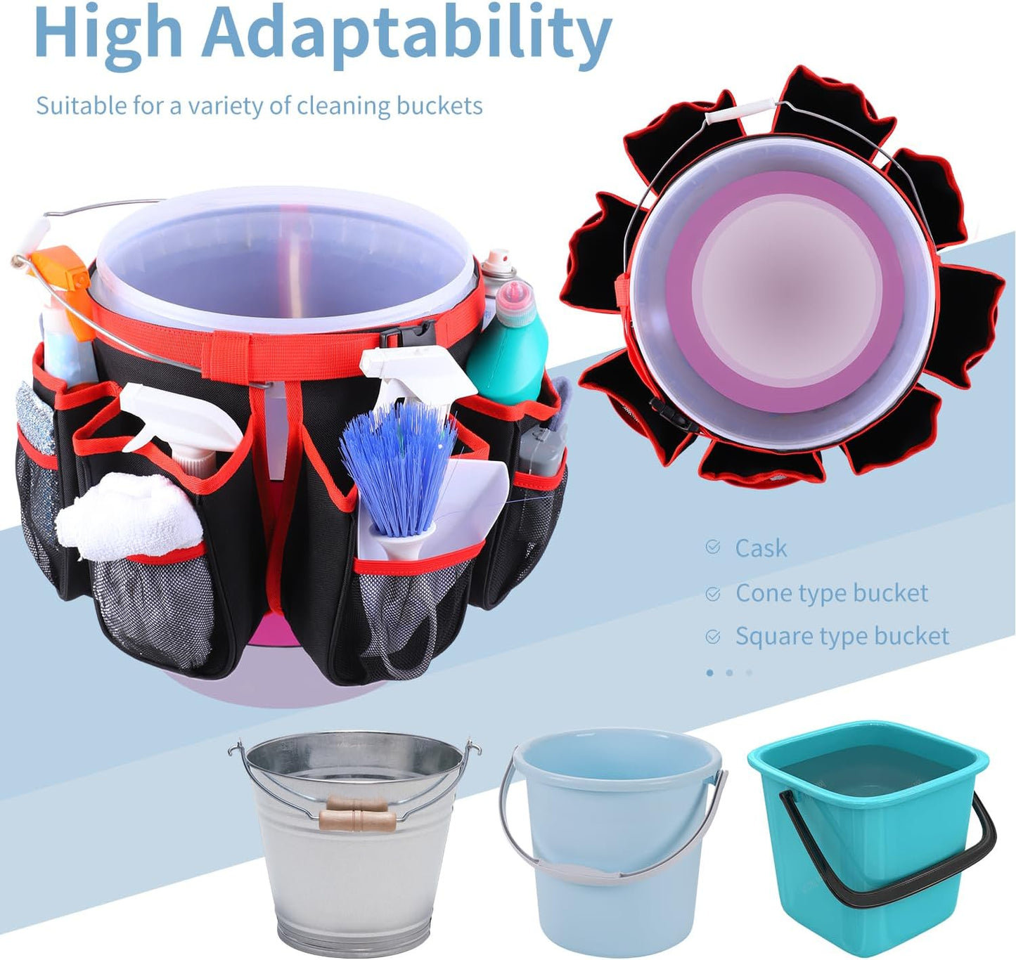 Organiz. cubos limpieza 5gal soporte suministros