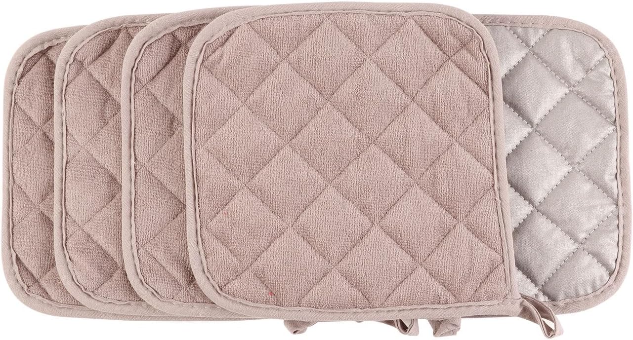 Paquete de 5 soportes para ollas de algodón gris claro
