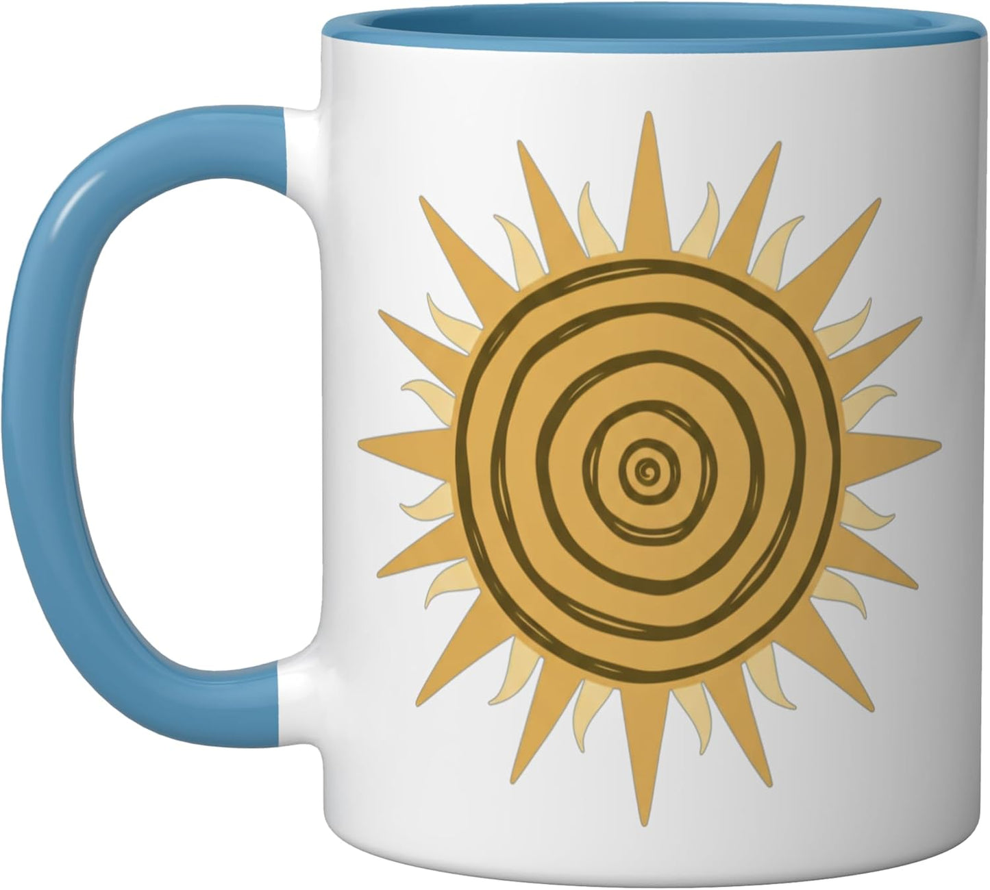 Taza Cerámica Arte Retro Sunburst Azul Blanco