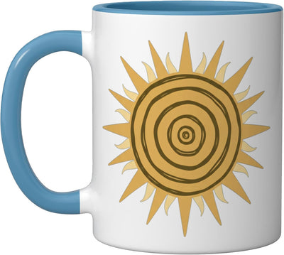 Taza Cerámica Arte Retro Sunburst Azul Blanco