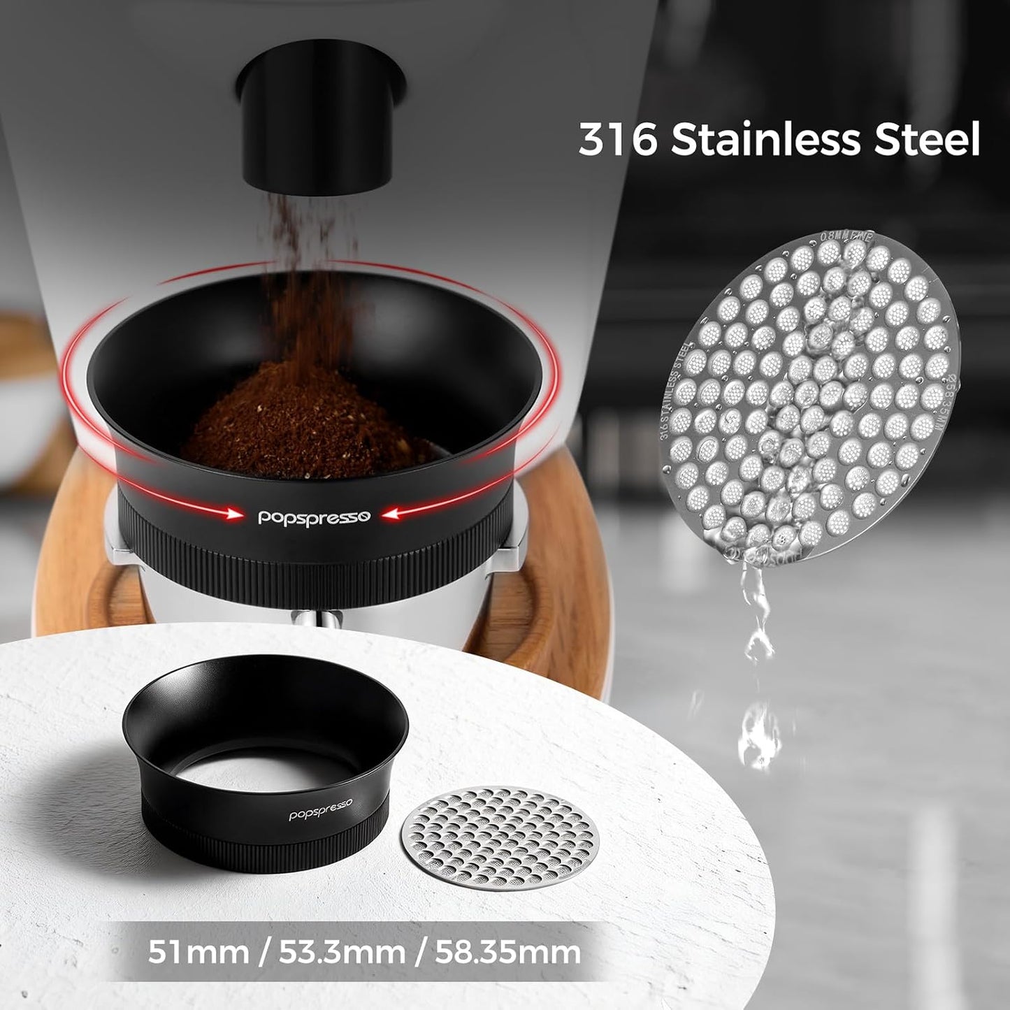 Anillo dosificador magnético café expreso acero inox 316