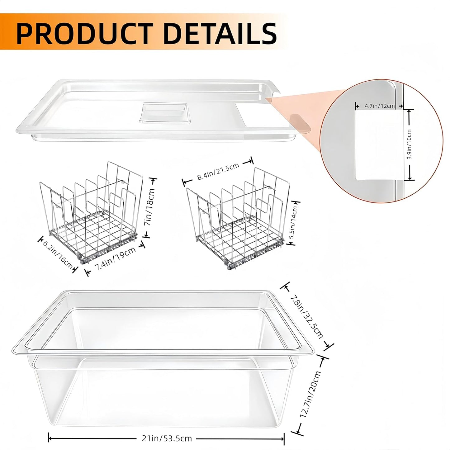 Contenedor sous vide con tapa y 2 estantes 26qt para PanalChef