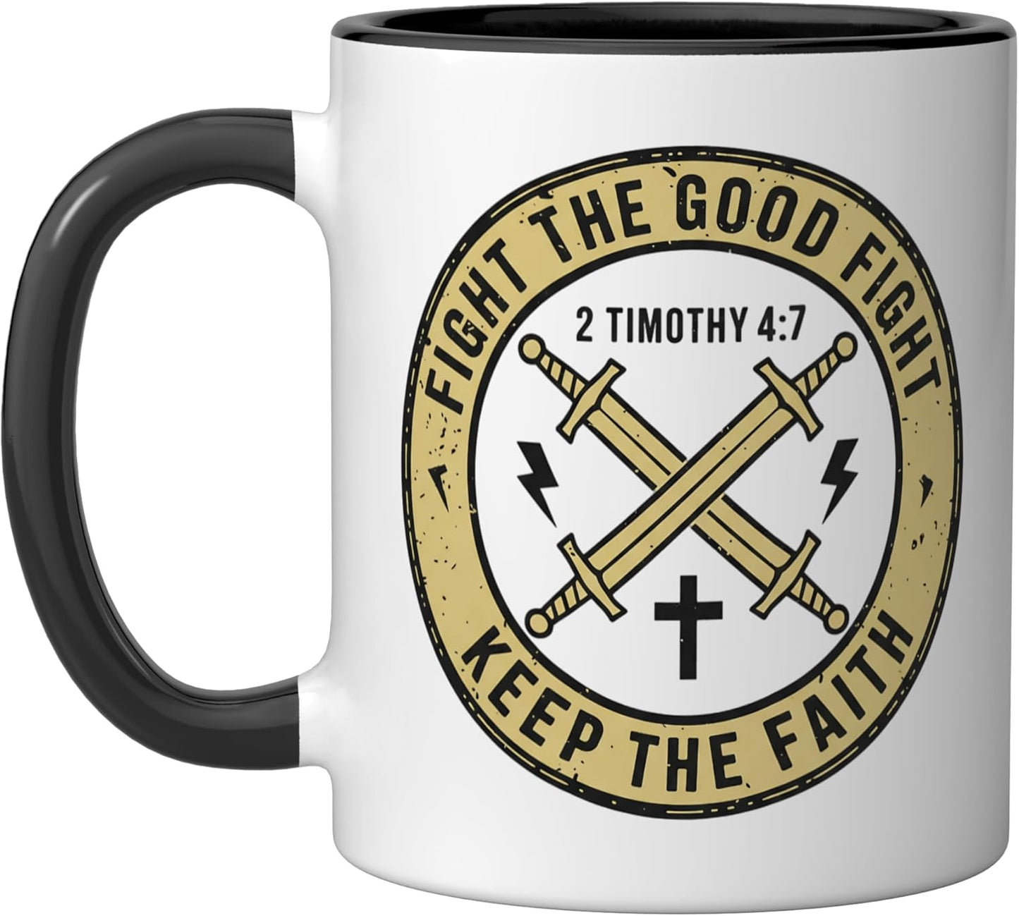 Taza Cerámica Christian 2 Timoteo 4:7 Negro/Blanco