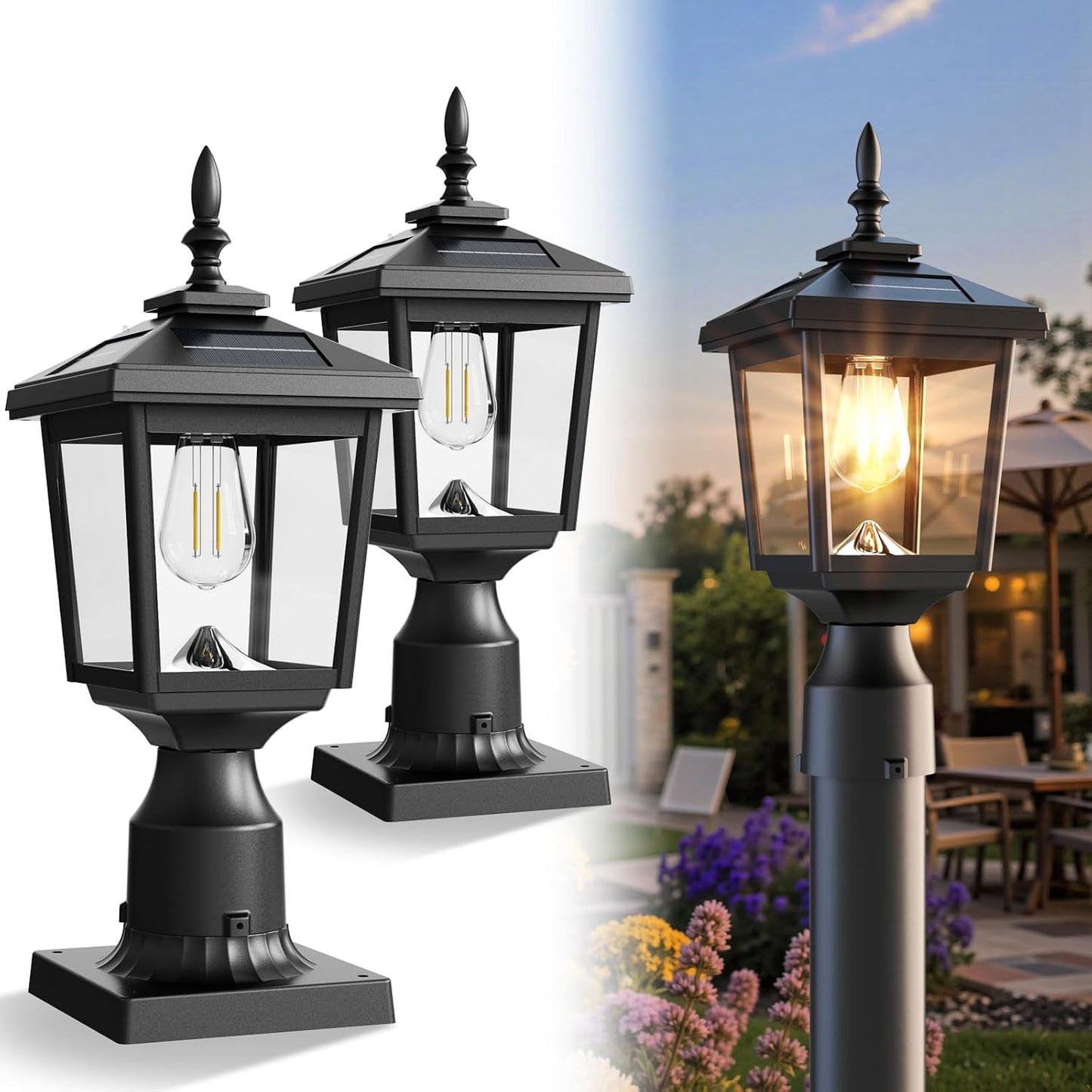 Luz solar poste jardín 3000K impermeable decorativa