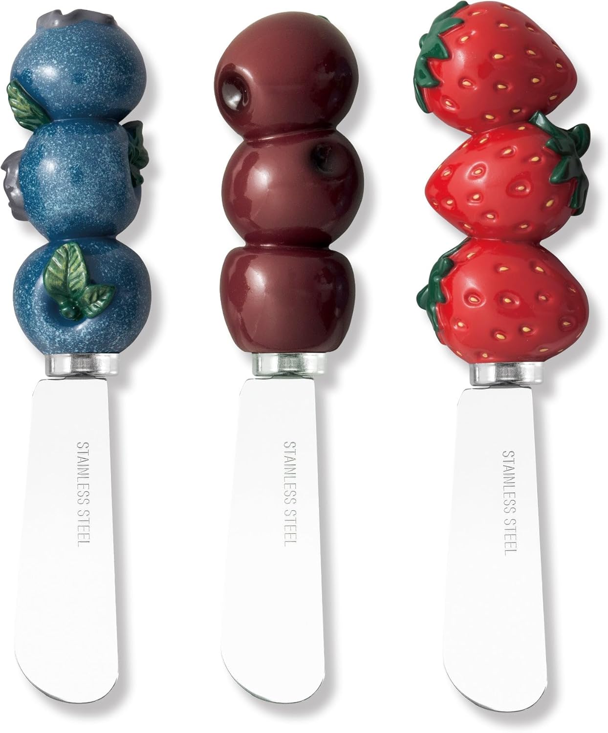 Set 3 Espátulas Acero Inox con Manijas Resina Frutas
