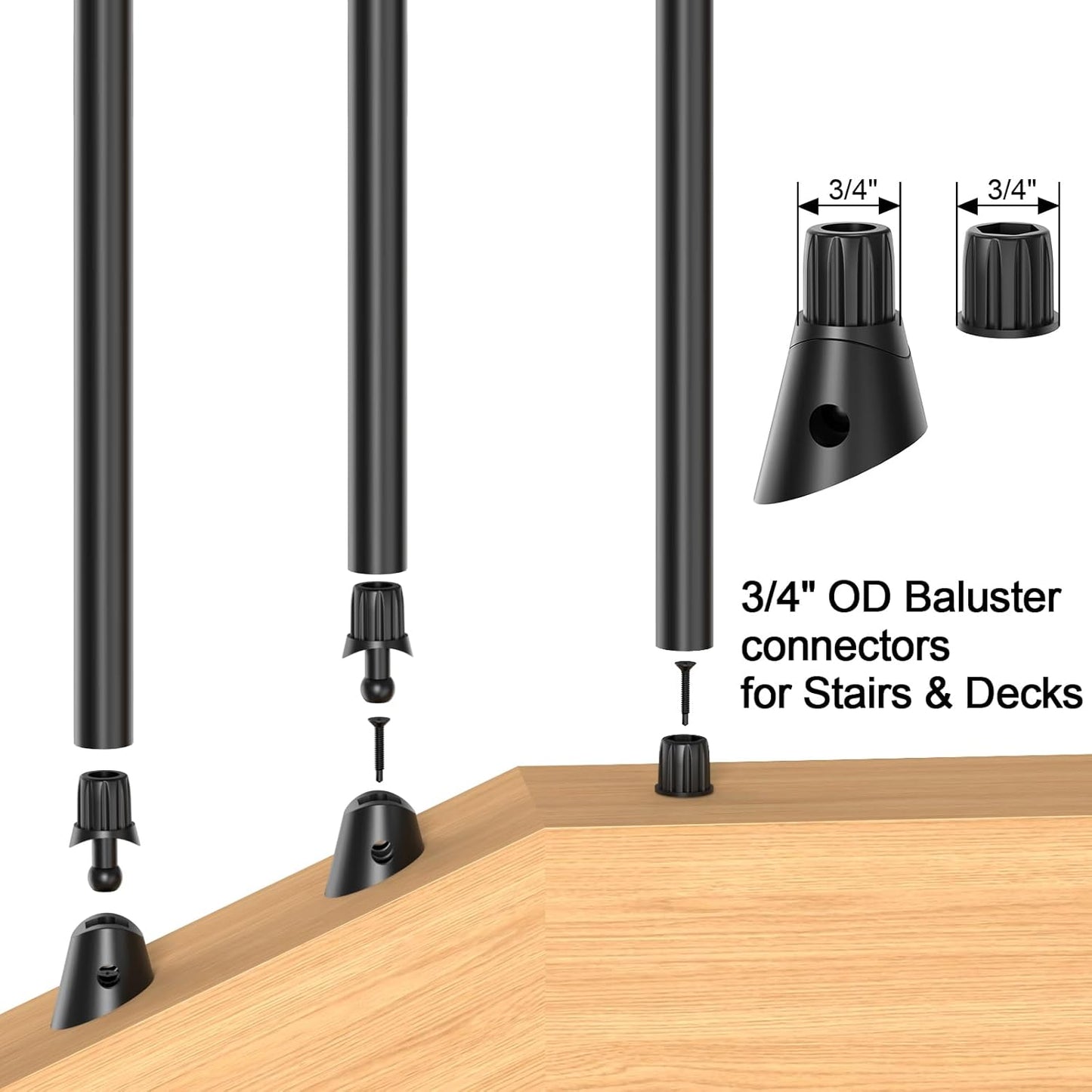 60 Balaustres Aluminio Negro 32pulg Conector Ajustable
