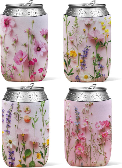 4 fundas neopreno reutilizables estampado floral rosa Cottagecore