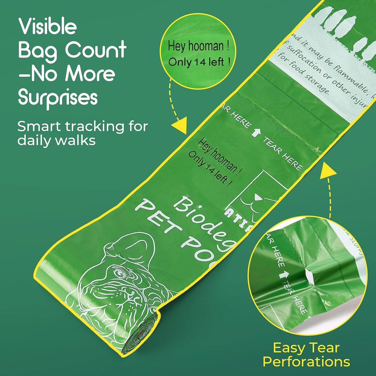 Bolsas biodegradables para excrementos perro 360uds a prueba fugas