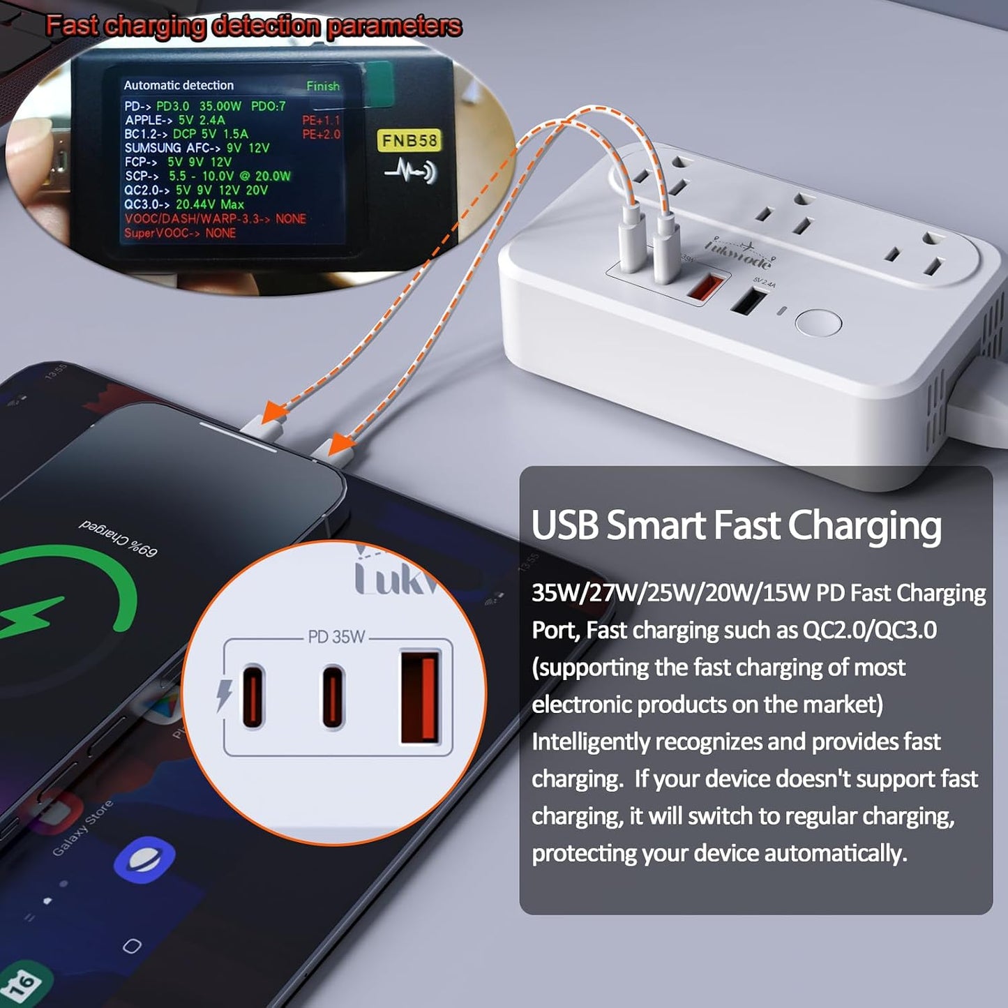 Convertidor voltaje 220V a 110V 2 puertos USB tipo C