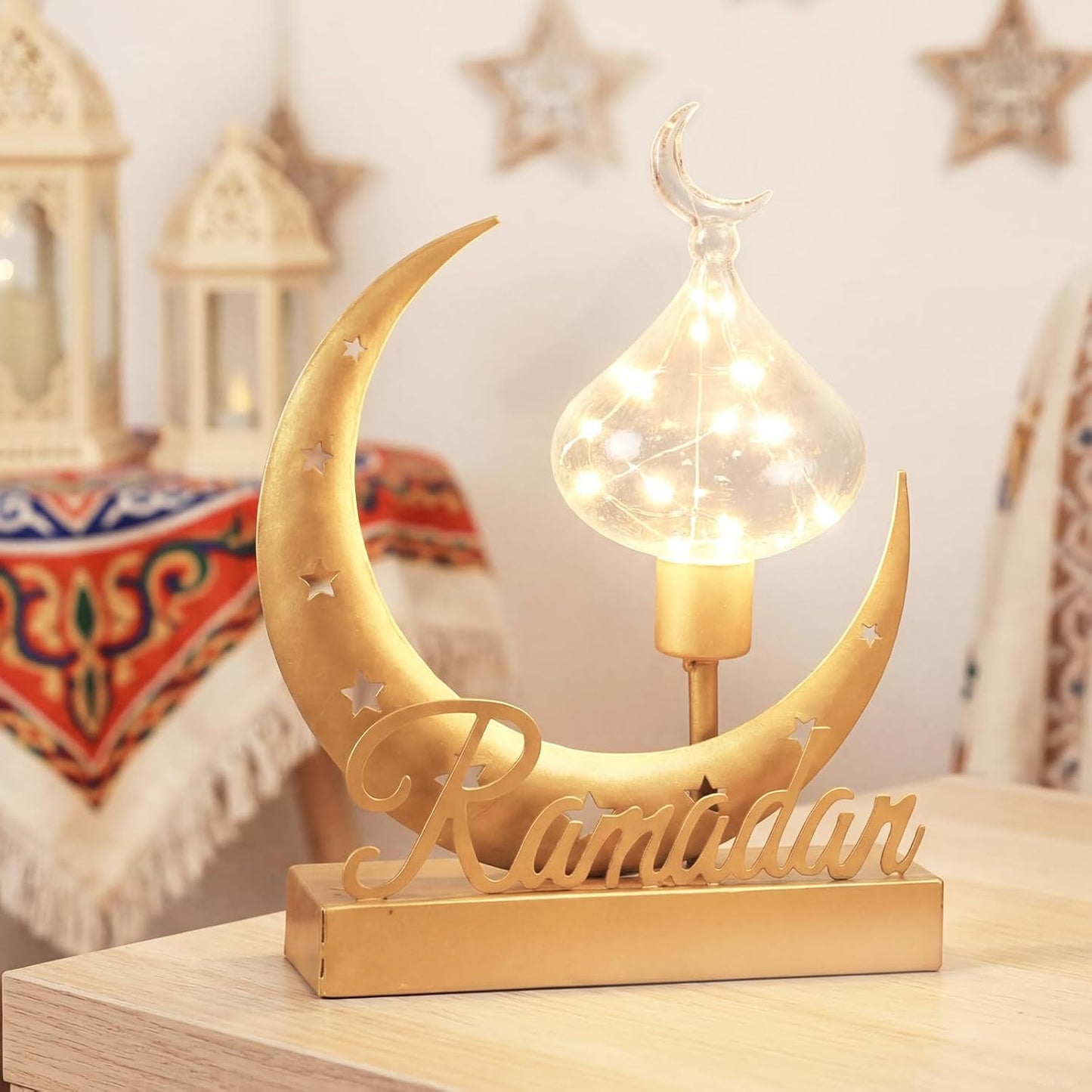 Lámpara LED Ramadán Eid Mubarak Luna Estrella Boho para hogar