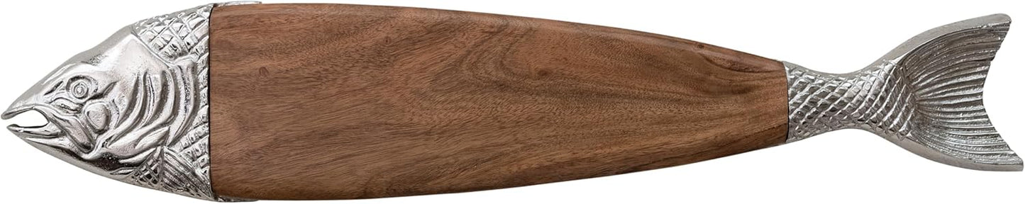 Tabla servir madera acacia forma pez y queso