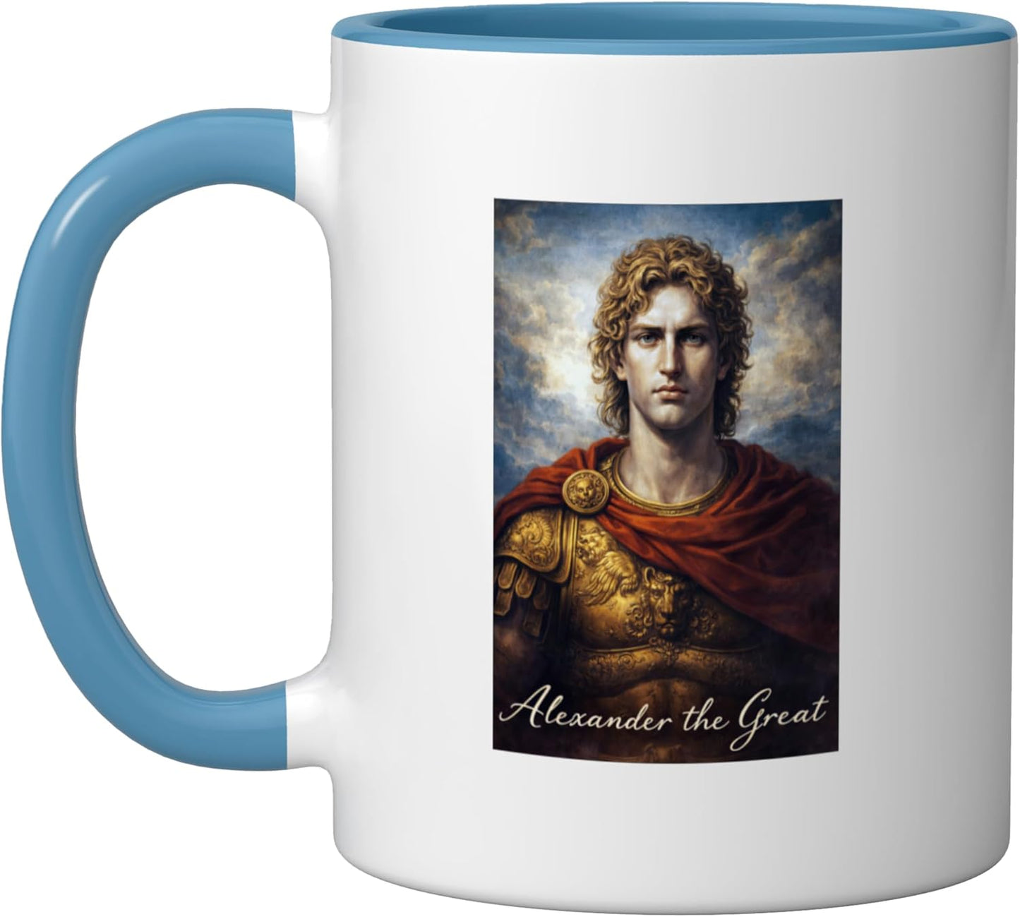 Taza cerámica Alexander el Grande azul/blanco