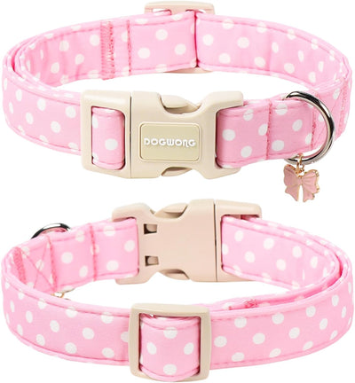 Collar ajustable lunares rosados para perras grandes L