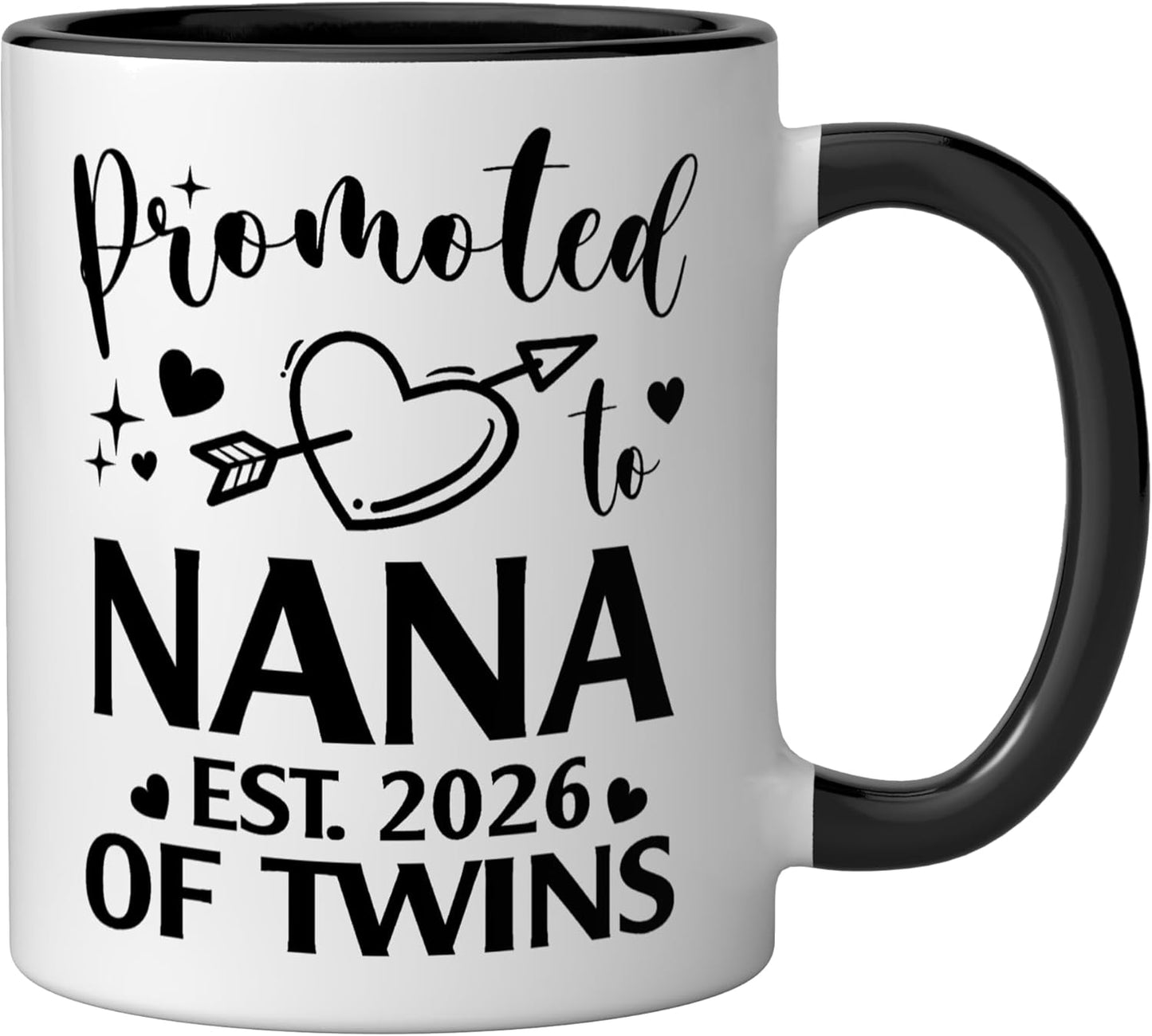 Taza Cerámica Corazón para Hermanas 2026 Negro/Blanco