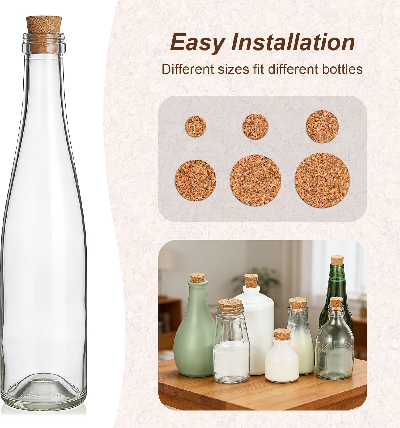 30 Tapones Corcho Natural para Botellas Sellado Hermético