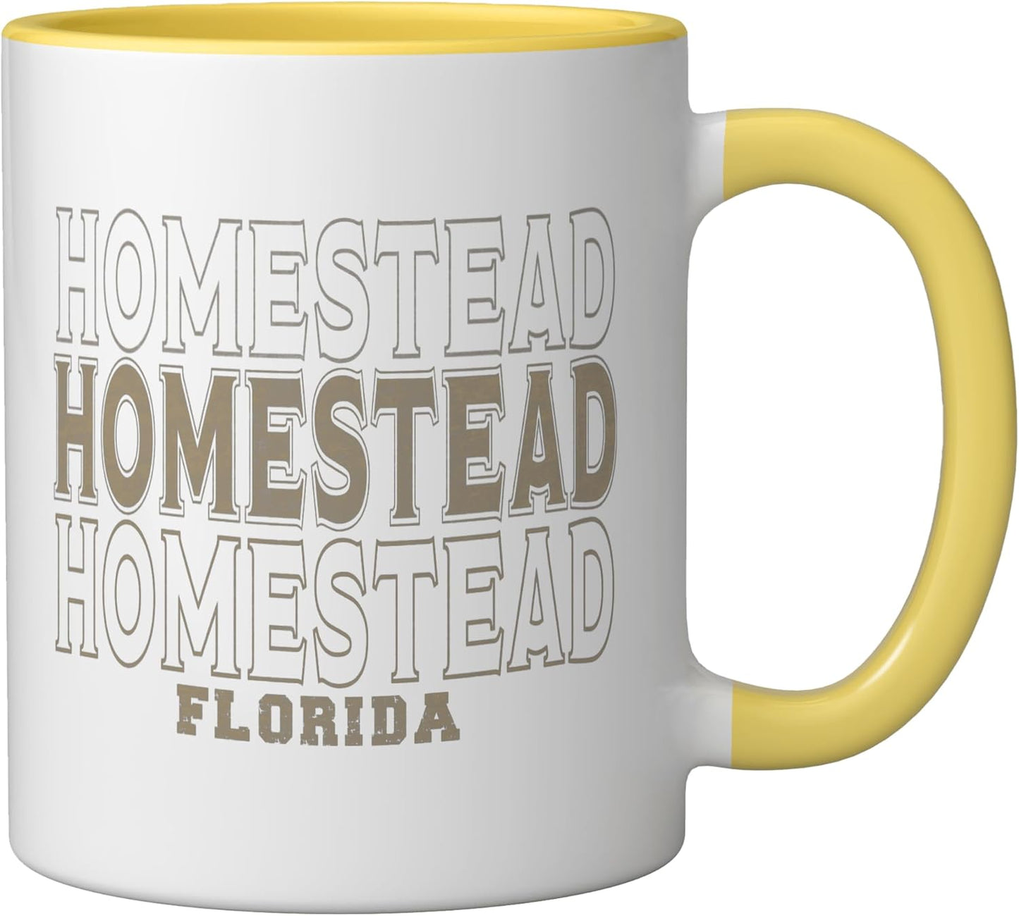 Taza cerámica vintage Florida amarillo/blanco