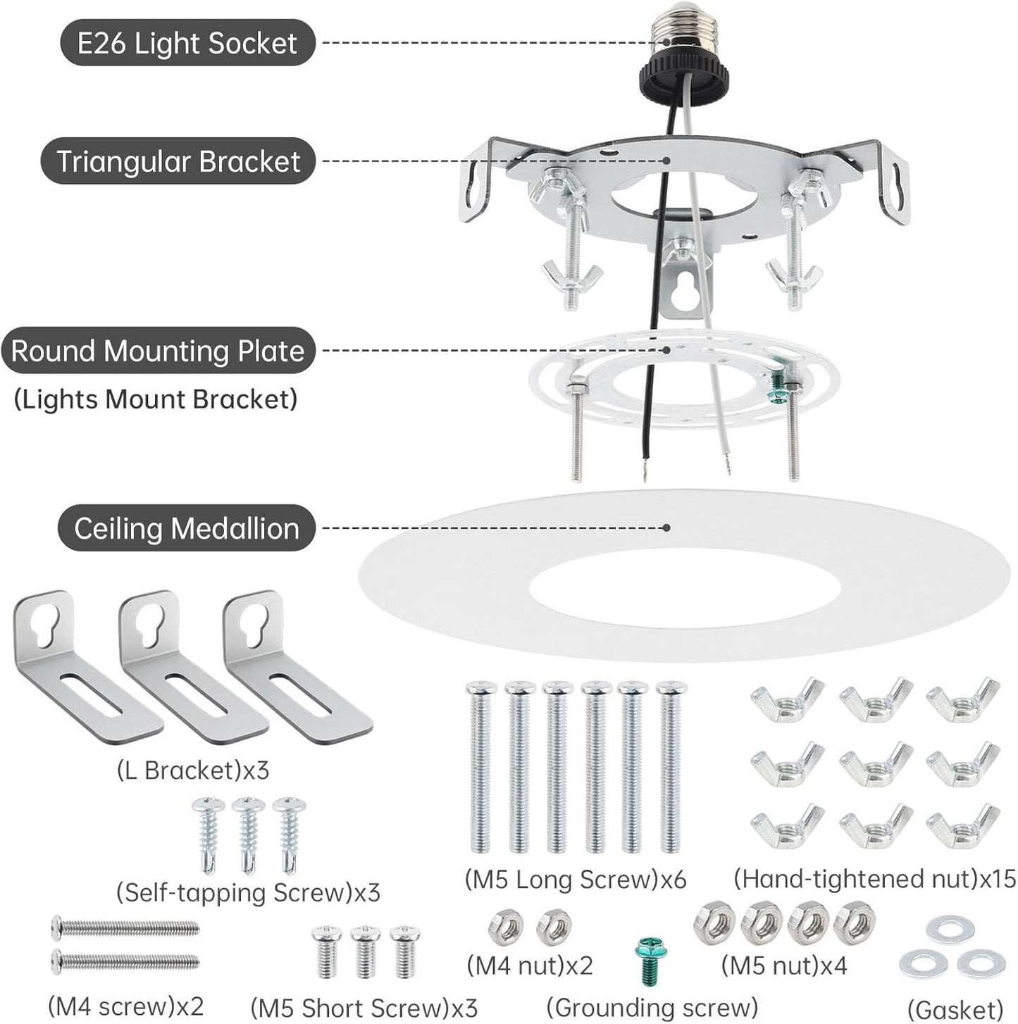 Kit convertidor luz empotrada a colgante adaptador E26 5-6pulg