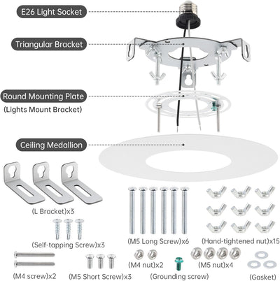 Kit convertidor luz empotrada a colgante adaptador E26 5-6pulg