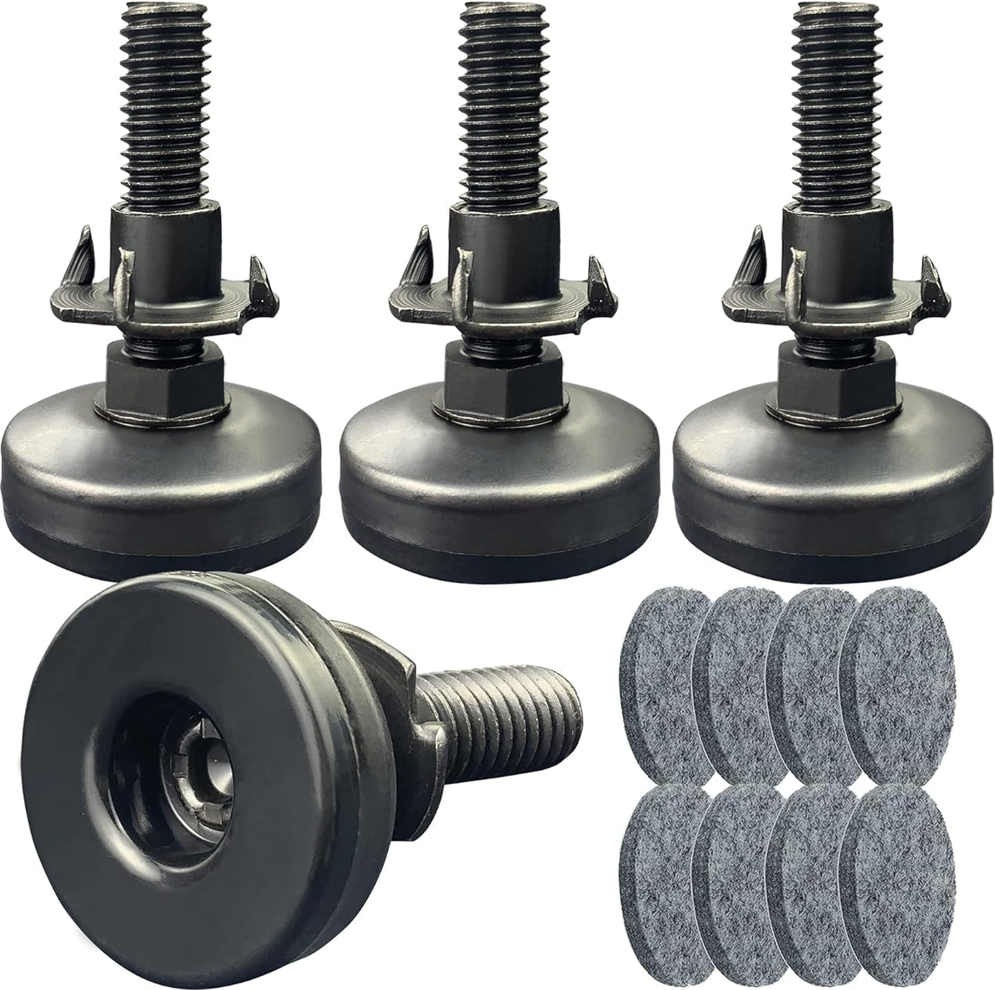 Patas ajustables metal para muebles negro 4 Pzas