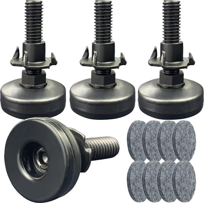 Patas ajustables metal para muebles negro 4 Pzas