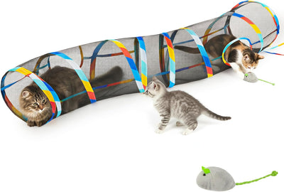 Túnel malla para gatos transpirable con ratón plegable