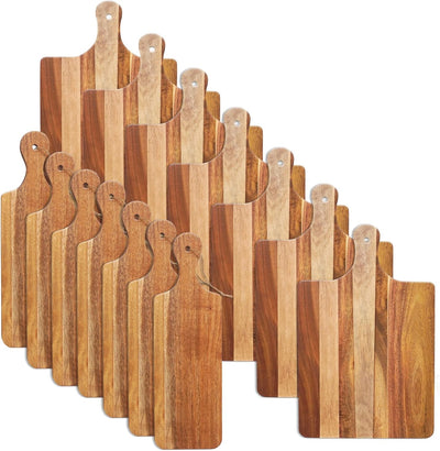 Set 14 Tablas Cortar Madera Asa Bloque Acacia 16x10