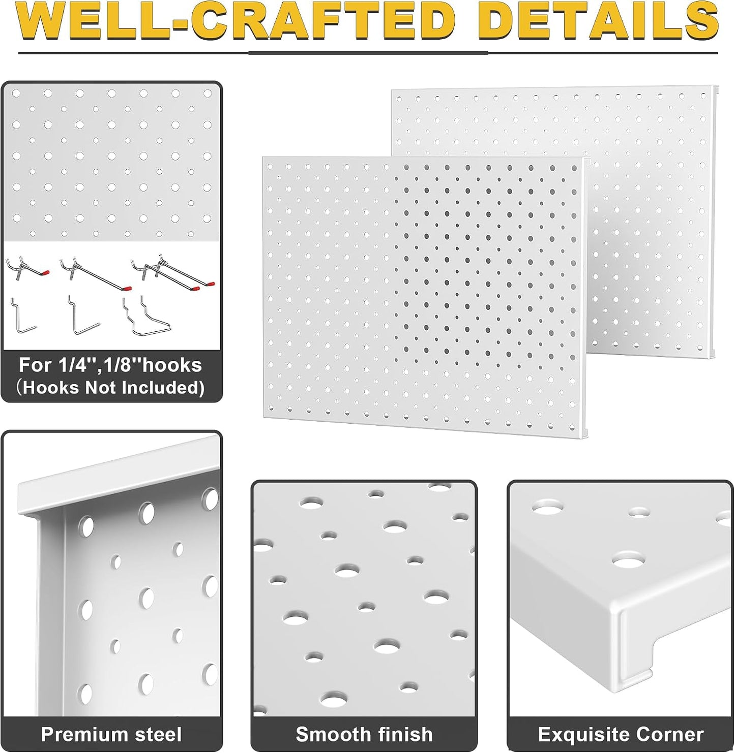 Paneles metal tablero clavijas pared 12x16