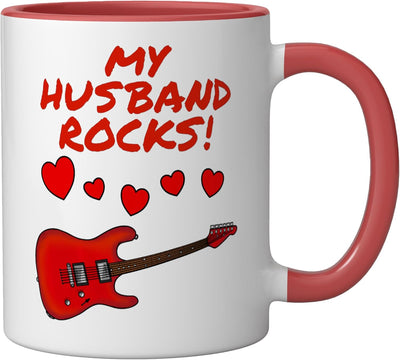 Taza cerámica para guitarra eléctrica Día de San Valentín Aniversario Rojo/Blanco
