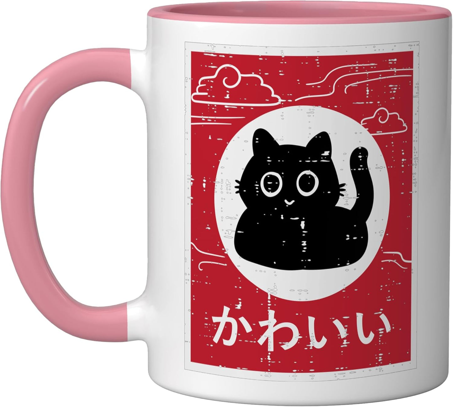 Taza cerámica Black Cat Japonesa con arte kawaii para niños y adultos