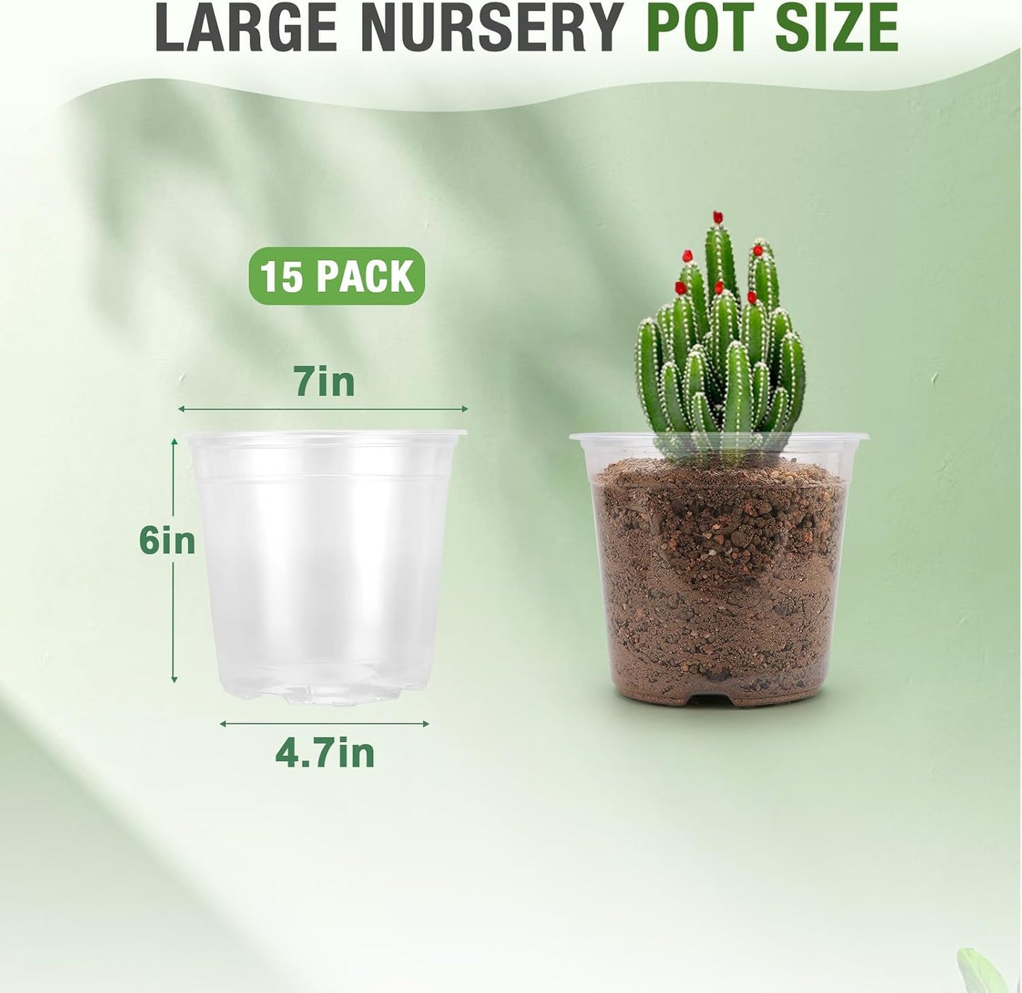 Macetas transparentes 7pulg drenaje set 15 plástico para plantas