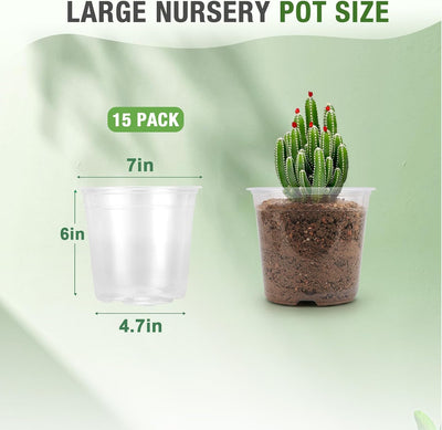 Macetas transparentes 7pulg drenaje set 15 plástico para plantas