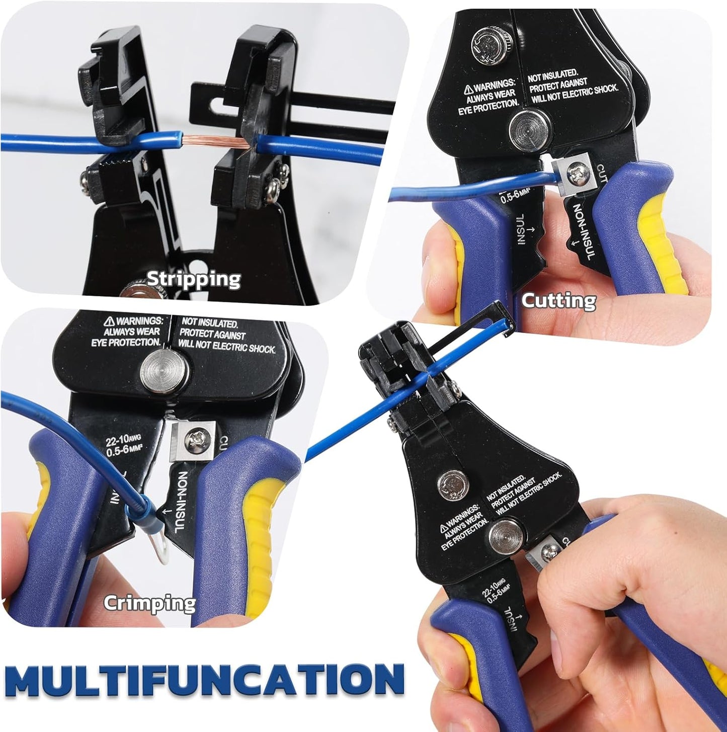 Herramienta pelacables 3en1 ajustable 7pulg para 8-22 AWG