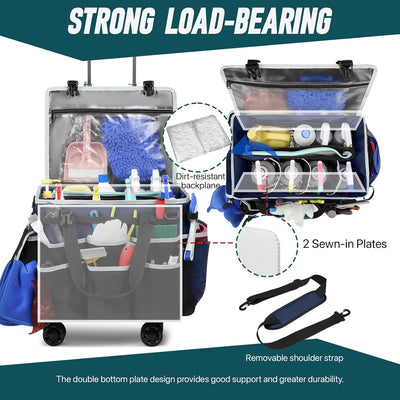 Bolsa limpieza con ruedas carrito desmontable 4 ruedas azul