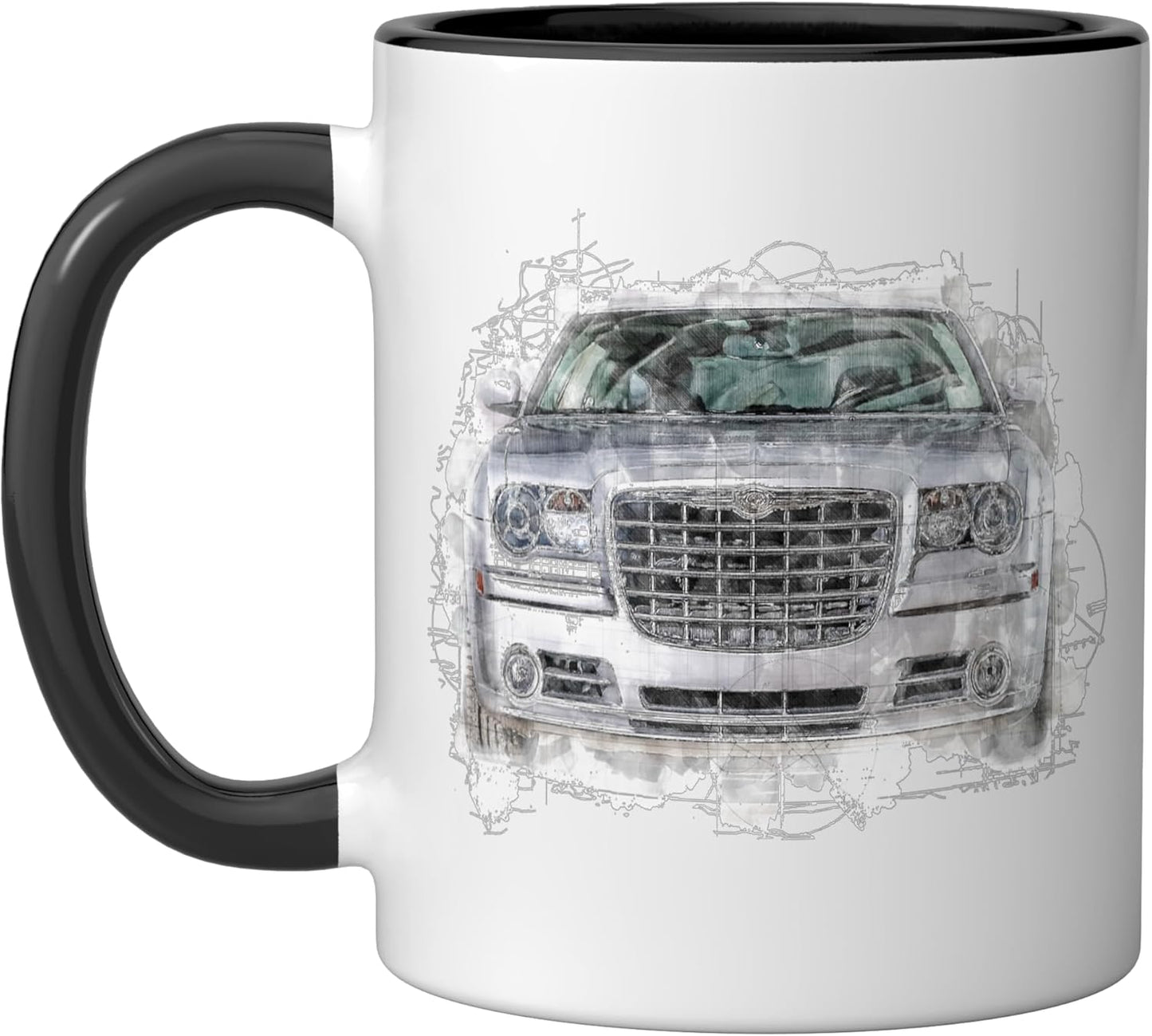 Taza de cerámica Chrysler Sketch color negro y blanco