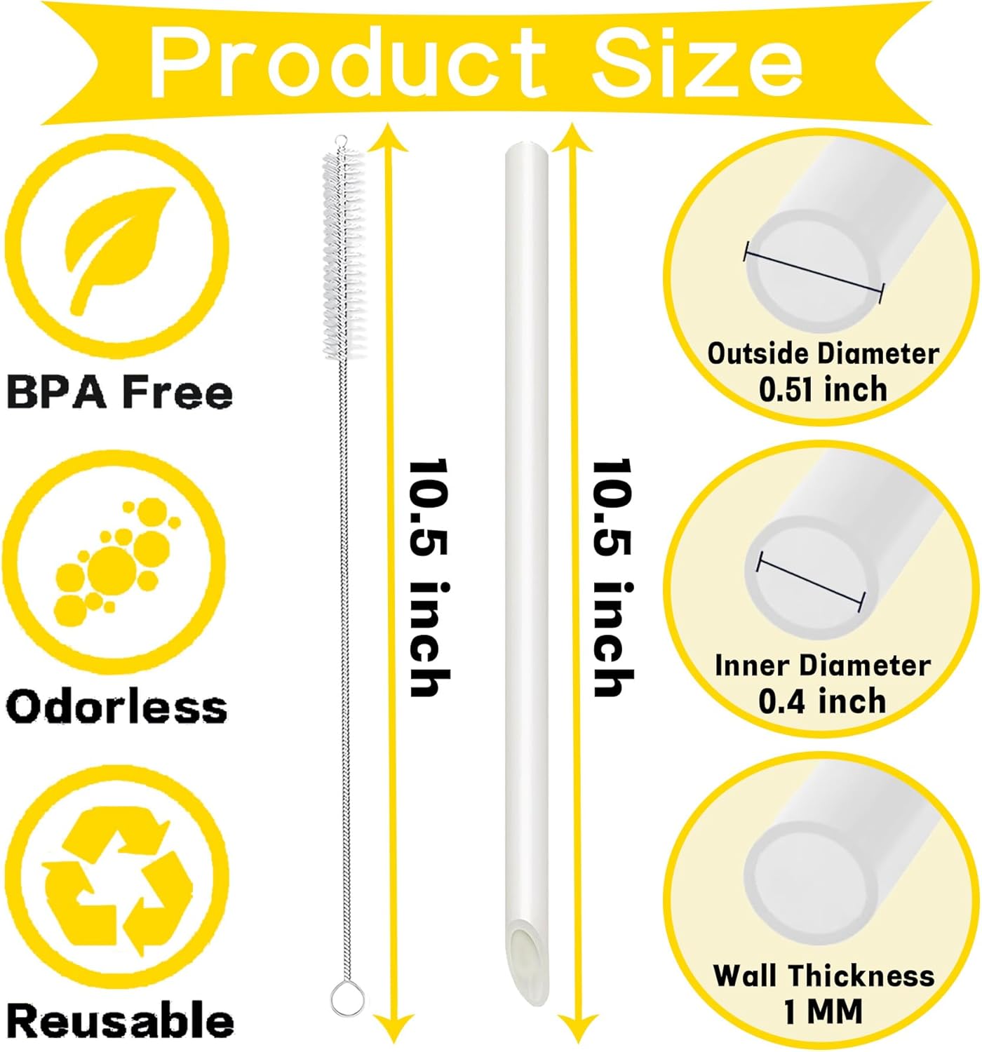 20 Pzas Popotes Reutilizables Tapioca Batidos Sin BPA