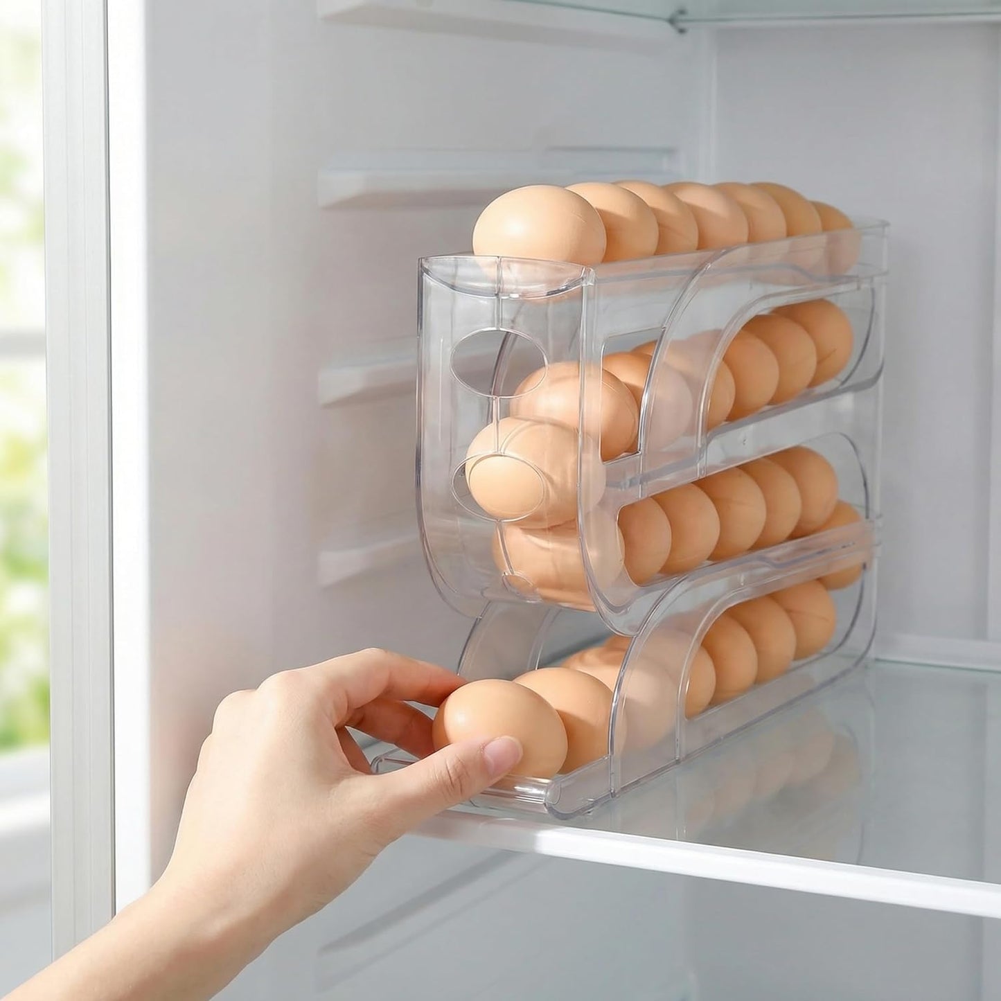 Dispensador huevos refrigerador material alimenticio