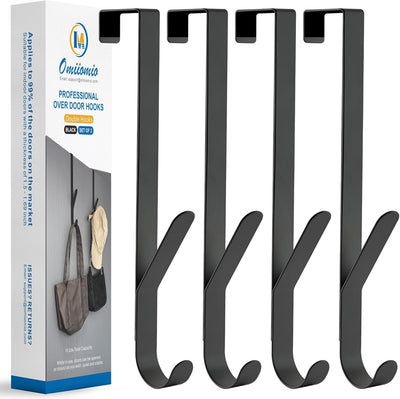 Set 4 Ganchos Dobles Metal Negro para Puerta