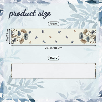 Camino mesa 73pulg hojas florales marrones lino lavable