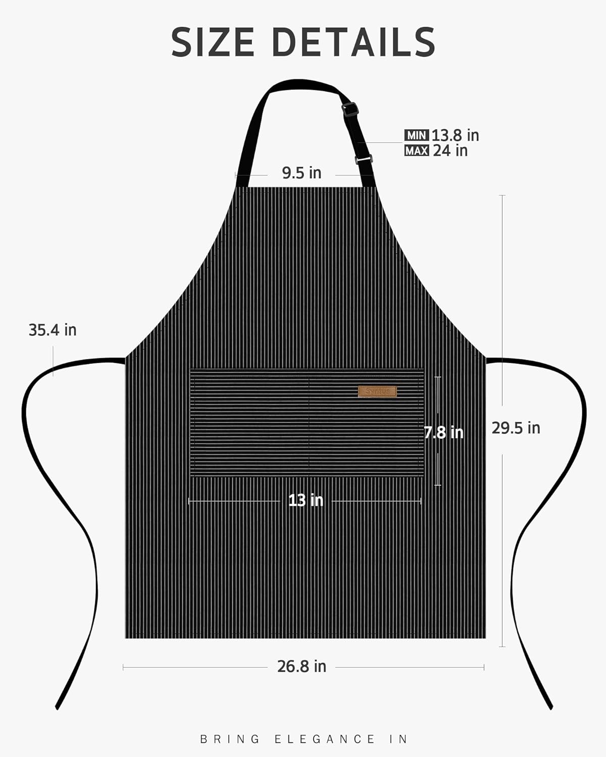 Delantal cocina con bolsillos ajustable resistente manchas