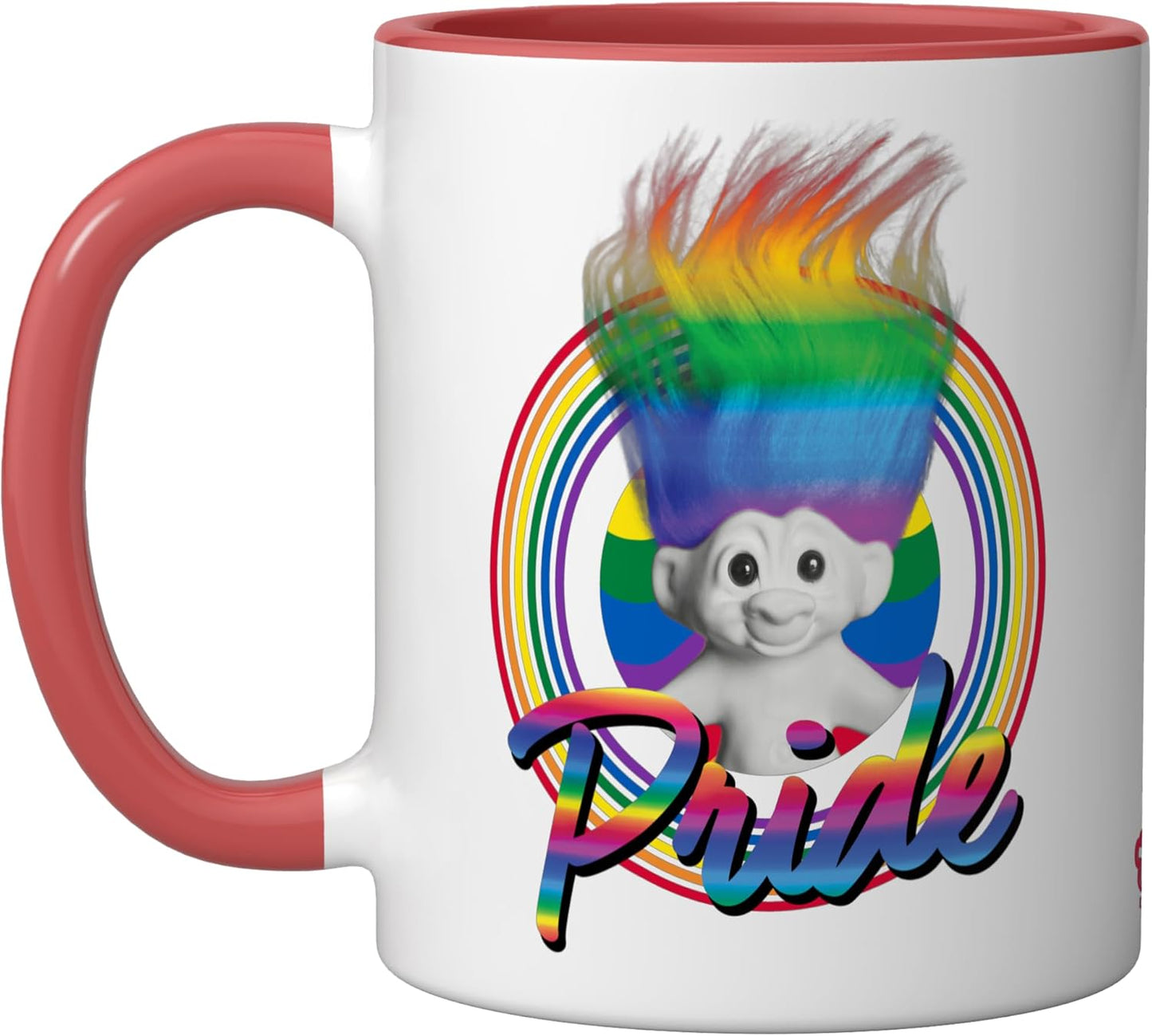 Taza cerámica Good Luck Trolls cabello arcoíris rojo/blanco