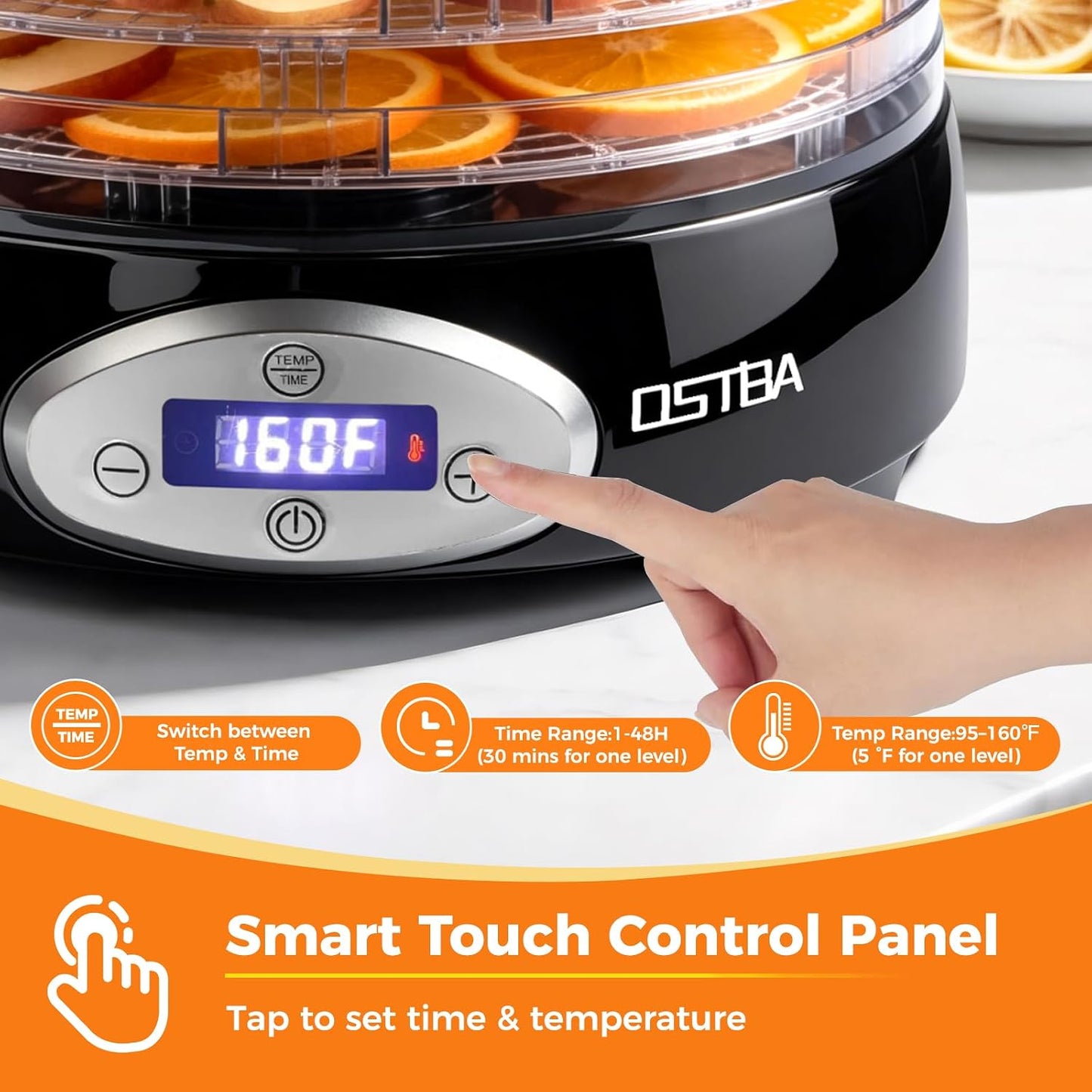 Deshidratador alimentos 5 bandejas 12pulg 95-160F 48h