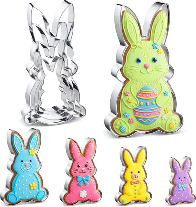 Set 4 Cortadores Galletas Conejo Pascua Acero Inox 5-2pulg