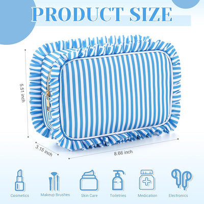Bolsa maquillaje viaje rayas azul impermeable organizador