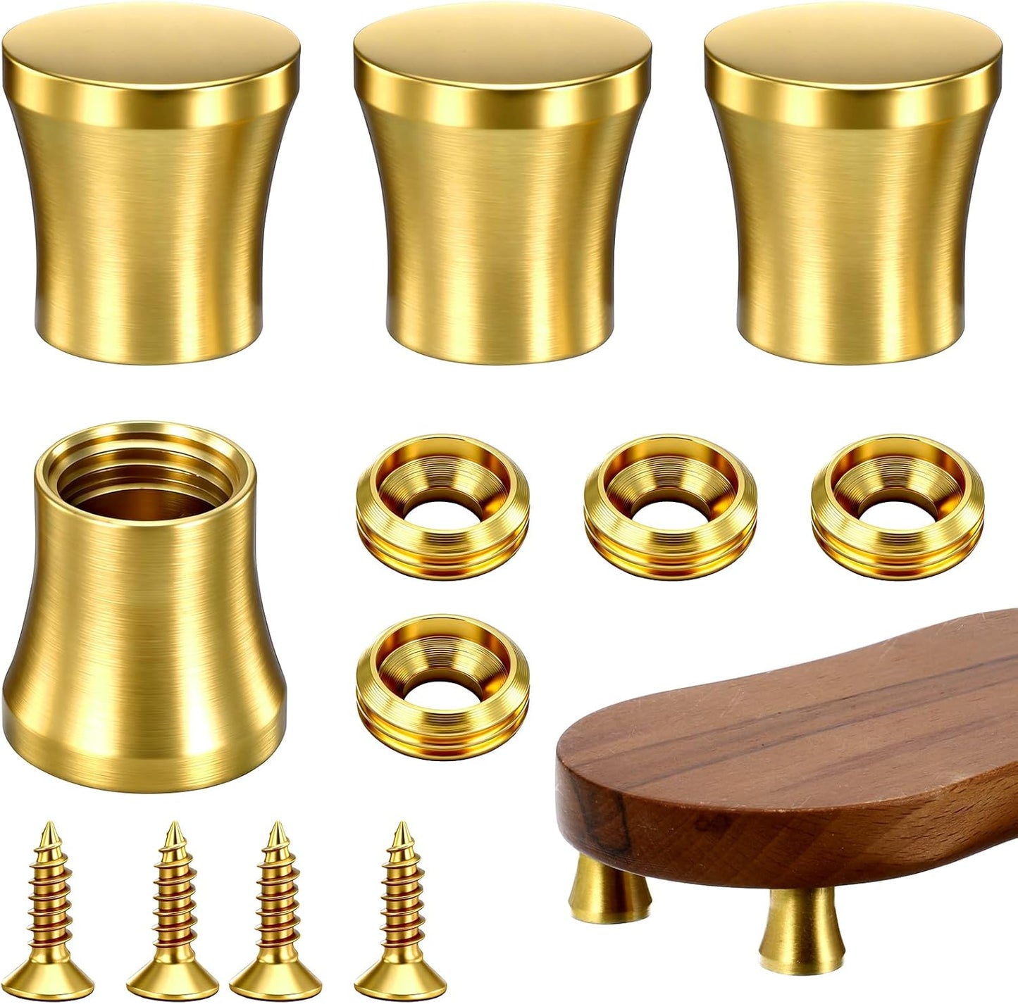 4 Pzas Patas Madera Para Mesa Corte con Tornillos Oro