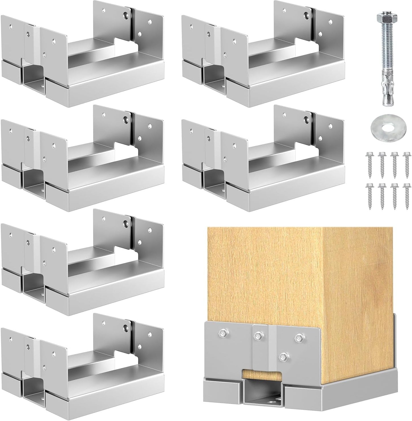 Base poste cubierta 6x6pulg con separador 1pulg galvanizado